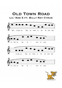 Bladmuziek/sheet music - old town road - Lil’ Nas X ft. Billy Ray Cyrus